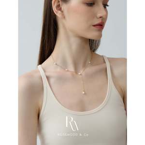 Collana a Y Placcata in Oro 18K con Perla Autentica e Perline, Regalo per Lei - Product Image 3