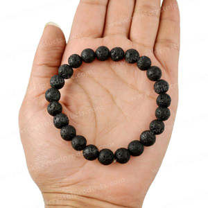 Bracelet en pierre de lave naturelle, perles rondes de 8 mm, pour la mise en terre, la force et l'équilibre énergétique - Product Image 2