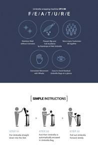 [OP2-BK] Distributeur de sacs à parapluie à roulettes, pratique, durable, avec fentes larges améliorées, finition chrome poli, qualité supérieure standard - Product Image 3