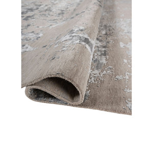 Alfombra Kavi Gris y Negra Anudada a Mano de Lana y Seda de Bambú, Diseño Moderno Abstracto 3D para Sala de Estar, Modelo Esk-431 - Product Image 2