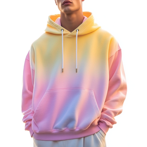 New Fashion <b>Men</b> Comfortable 100% Cotton Colorful Gradient <b>Hoodie</b> Sweatshirt Oversized Casual <b>Running</b> Hoodies Pullovers for <b>Men</b> - Product Image 2