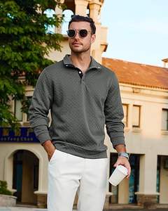 Sudaderas de manga larga de alta calidad Sudadera de jersey con botones de cuarto de cuello alto térmico - Product Image 2