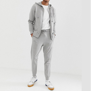 Ensemble de survêtement à capuche gris avec fermeture éclair pour hommes personnalisé Vêtements décontractés pour la saison d'hiver - Product Image 5