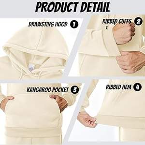 Sudaderas con capucha informales de invierno para hombre, forro polar de poliéster/algodón de Color sólido, ajuste Regular con diseño de bolsillo, transpirable, ecológico, de secado rápido - Product Image 6