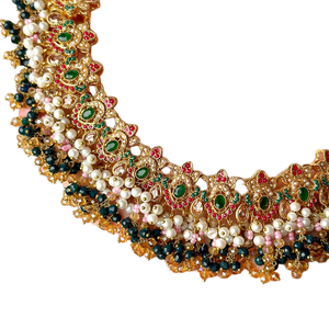 ชุดเครื่องประดับสแตนเลสสตีลหรูหราแบบดั้งเดิมของปากีสถานและอินเดียสำหรับเจ้าสาว งานฝีมือประณีตพร้อมงานกระจก ขายส่งจากโรงงาน - Product Image 5