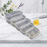 Boîte de flacons carrés transparents en PP écologiques de 3 ml, 5 ml, 7 ml, 10 ml, lot de 10, avec logo personnalisé en relief, service 24/7 pour poudre lyophilisée