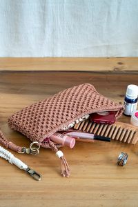 กระเป๋าคลัทช์ macrame Boho ยอดนิยมกระเป๋าถักมือที่สำคัญกระเป๋าแฟชั่นทำด้วยมือสำหรับผู้หญิงกระเป๋าใส่เครื่องสำอาง - Product Image 5