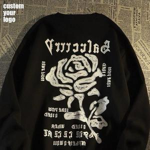 Sudadera de cuello redondo de algodón personalizada para hombre con mangas largas Diseño simple para ropa deportiva al aire libre Servicio OEM Teñido liso - Product Image 1