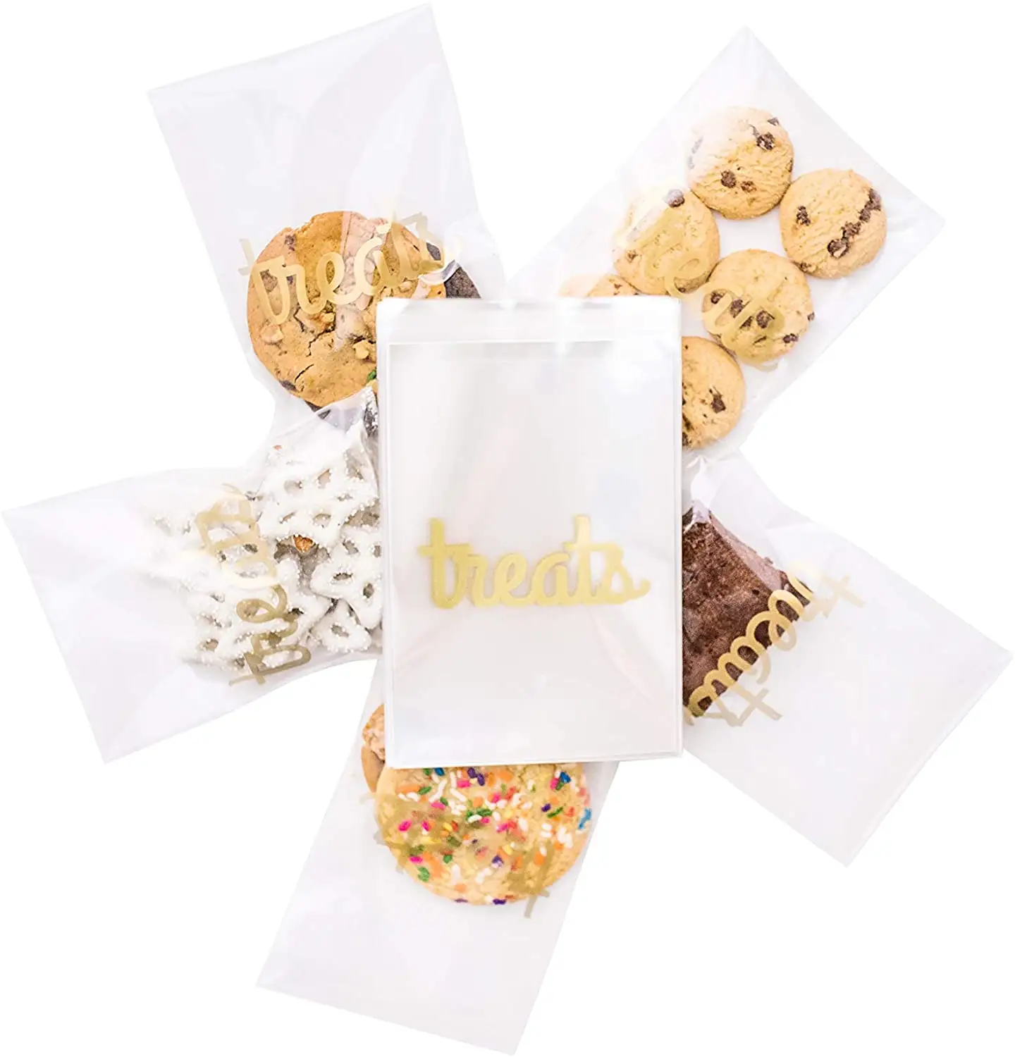 Sacs à biscuits auto-adhésifs en plastique Cellophane sacs à pâtisserie pour cadeau de fête boulangerie chocolat