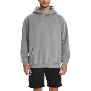 Sweat à capuche personnalisé pour hommes lavé à l'acide Streetwear Style Hip Hop Sun Faded Surdimensionné Strass Brodé Imprimé Pull Noir Hiver - Product Image 2