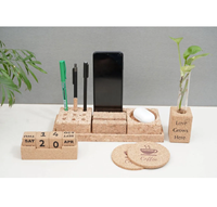Ensemble de cadeaux d'affaires promotionnels 7 pièces en liège accessoires de bureau A5 journal magnétique planteur porte-clés carré porte-lumière de thé