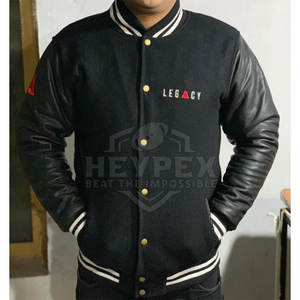 À la mode col montant université Streetwear Varsity veste manches en cuir respirant avec confort de la saison d'hiver - Product Image 4