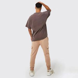 T-shirt Hip Hop surdimensionné en polyester/coton épais pour hommes Logo de marque personnalisé couleur marron respirant de haute qualité - Product Image 4