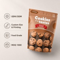 Sachet personnalisé imprimé haute qualité pour présentoir à biscuits, avec fenêtre transparente et fermeture éclair refermable, pour emballage de biscuits, chocolat, lait, gelée pour boulangerie