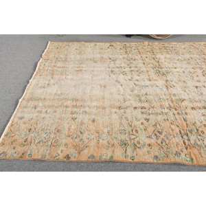 Tapis Vintage Turc Bohème Beige Vert 5.3x7.7ft Laine Patchwork Motif Latex pour Salon Décor 9x12 Salon Tapis - Product Image 2
