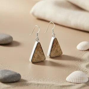 Boucles d'oreilles vintage pour femmes en argent 925 avec pierre de jaspe, plaquées or 18 carats, bijoux pendantes avec poire et diamant pour mariage - Product Image 1