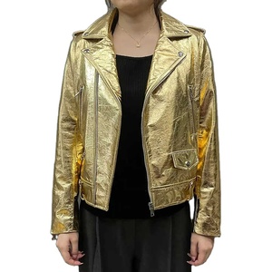 2025 Best Selling Fashionable Premium Quality Customized Hot Color Metallic Gold <b>Silver</b> PU Quick Dry Winter Blazer <b>Jacket</b> Women - Product Image 1