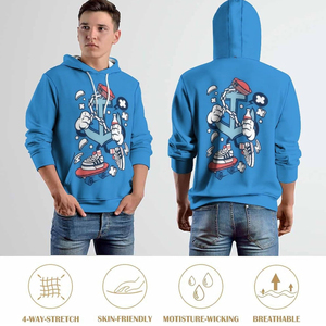 Sweat à capuche imprimé graphique pour hommes avec matériau ultra-doux et design élégant en relief - Product Image 4