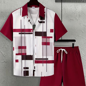 Conjunto de vacaciones de verano de lujo para hombre, camisa transpirable con estampado Floral, conjunto de pantalones cortos, 100% poliéster, colores personalizables, Logo, prendas de vestir exteriores - Product Image 2