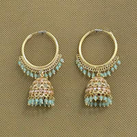 Boucles d'oreilles créoles de luxe en laiton de style Jhumki de Bali, forme lune, plaqué or de haute qualité, accessoire de mode pour femme