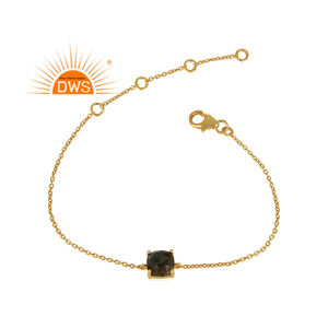 Latest Trending Sterling Silver 18K Gold Plated Natural Labradorite <b>Gemstone</b> <b>Bracelet</b> Demi Fine Jewelry Manufacturer - Product Image 2