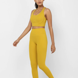 Meilleure vente ensemble de yoga pour femmes doux et léger à la mode nouveau Design fermeture à la taille élastique 2 pièces vêtements de sport fournisseur en gros - Product Image 4