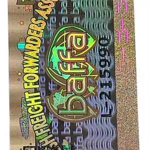 Autocollant holographique anti-contrefaçon en matériau PET avec code-barres holographique doré, avec fonction de couverture, options d'impression multiples personnalisables - Product Image 1