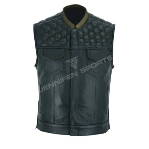 Gilet en cuir pour homme, design personnalisé, tendance, coupe diamant, pour moto, OEM ODM - Product Image 1