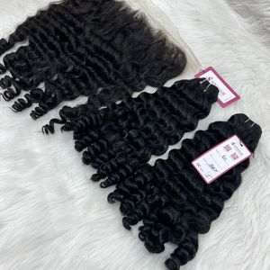 วิกผมแท้สำหรับคน100บราซิลเลียนผมแท้หยิก3มัดพร้อมลูกไม้ด้านหน้า - Product Image 1