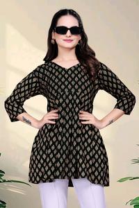 Latest <b>Women</b> Wear Fancy Pure Cotton Short <b>Kurtis</b> with Plus Size Ready to Wear Block Print <b>Kurtis</b> and Top Collections <b>for</b> <b>Women</b> - Product Image 4