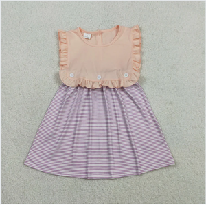 Robe pour fille à rayures violettes et roses avec boutons GSD3559 - Product Image 4