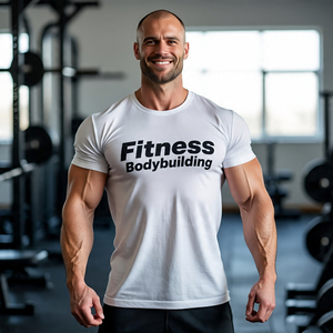 <b>Men's</b> Fitness T-Shirt Yoga Exercise Tight Quick Dry 100% Cotton Slim Fit Jogging Running Short Sleeve Athletic Eco-Friendly - Product Image 4