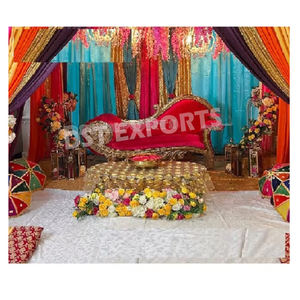 Ensemble de canapé pour marié et mariée scène de mariage glamour Ensemble de canapé pour couple réception royale Mariage asiatique Ensemble de canapé en or blanc Royaume-Uni - Product Image 5