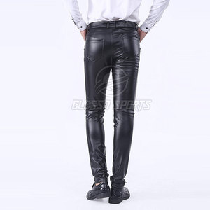 Reasonable Price Customized Logo Design <b>Men</b> Leather <b>Pant</b> Casual Wear Solid Color <b>Men</b> Leather <b>Pant</b> - Product Image 3