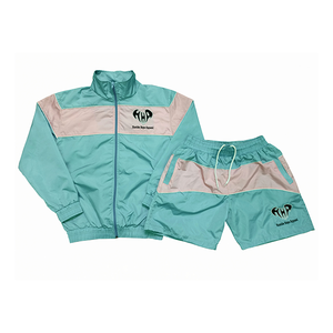 Ensemble survêtement streetwear homme personnalisé deux pièces coupe-vent, veste classique à col montant et fermeture à enfiler en toile avec broderie - Product Image 6