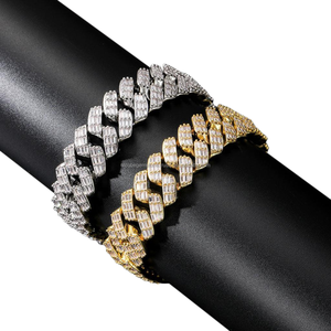 S925 Sterling Silver Cuban Link Hip Hop Bracelet Longueur Personnalisée Pleine Baguette Coupe Moissanite Diamant Élégant Bijoux Accessoire - Product Image 1