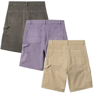 Pantalones cortos de trabajo de verano para hombre, pantalones cortos de carga rectos Beige, pantalones cortos de carga teñidos de púrpura claro 100%, pantalones cortos de carga suaves y cómodos para mujer