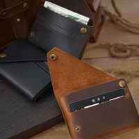 Porte-cartes minimaliste fin, porte-monnaie, portefeuille en cuir véritable pour unisexe