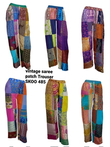New Silk Saree Latest Patch Work <b>Trouser</b> <b>Summer</b> Wear Multi Color Traditional Indian Boho <b>Trouser</b> for <b>Women</b> - Product Image 3