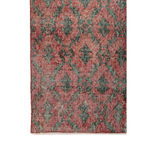 Tapis en laine noué à la main de grande taille vintage Pae-2101 rouge orange géométrique pour la maison, le salon, le couloir, tapis rectangulaire - Product Image 4