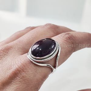 Bague pour femme en argent sterling 925 avec améthyste violette naturelle, pierre de naissance de février, bijou bohème de créateur pour mariage - Product Image 4