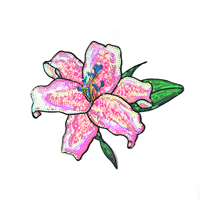Grande broderie thermocollante en sequins à motif floral avec tissu en toile et matériau en PVC pour sacs et décoration intérieure