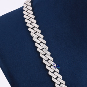 Hot Fashion Sparkling 925 Sterling Silver Femme Prêt à Expédier 10 MM en Stock Tendance Glacé Moissanite Diamant Chaîne Colliers - Product Image 3