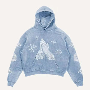 Sweat à capuche surdimensionné lavé à l'acide vintage Matériau doux Sweat à capuche à poche kangourou en détresse - Product Image 5