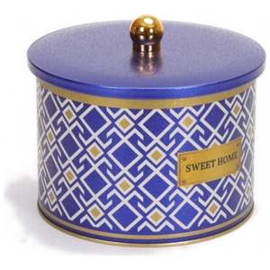 175x130mm métal rond bidon 2.9L bouton poignée sans couture motif conception lignes géométriques fond bleu - Product Image 2