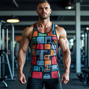 Workout Fitness Wear Imprimé Débardeurs Hommes Musculation Exercice Sublimation Singlet Top Hommes - Product Image 1