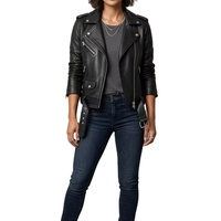 Jaket Kulit Motor Wanita Berkualitas Tinggi, Model Slim Fit, Stylish, Tahan Angin, Kerah Mandarin, Logo, Cocok untuk Aktivitas Luar Ruangan, Laris Manis