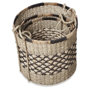 Wicker Storage <b>Basket</b> Laundry Hamper <b>Basket</b> King Craft Viet Unique Round <b>Straws</b> Home Organizer Large Seagrass <b>Basket</b> - Product Image 5