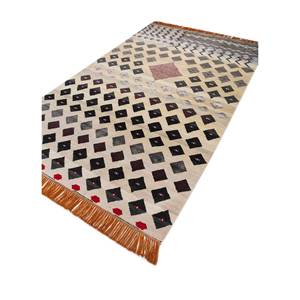 Manchaha Lev-764 Ivory Hand Knotted Wool Bamboo Silk <b>Rug</b> Geometric Braided Rectangle 9x12" for Home Entryway Hallway <b>Bedside</b> - Product Image 2