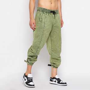 Green 100% Cotton Relaxed Fit Sweatpants Acid Wash Dual Side Pockets Button Fly Baggy Joggers Casual Spring <b>Light</b> <b>Trousers</b> - Product Image 2